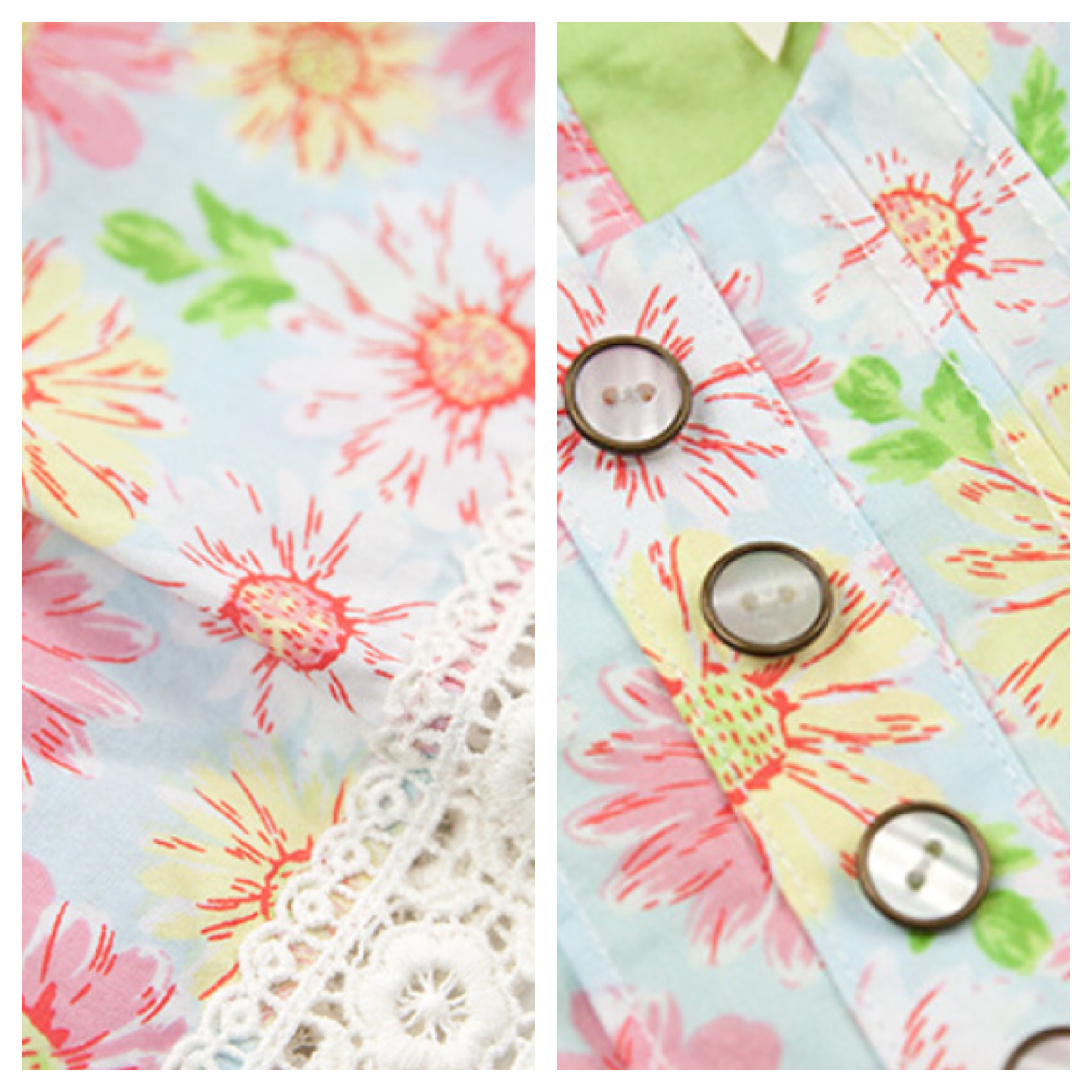 Closeup of the Daisy Charm fabric & details 