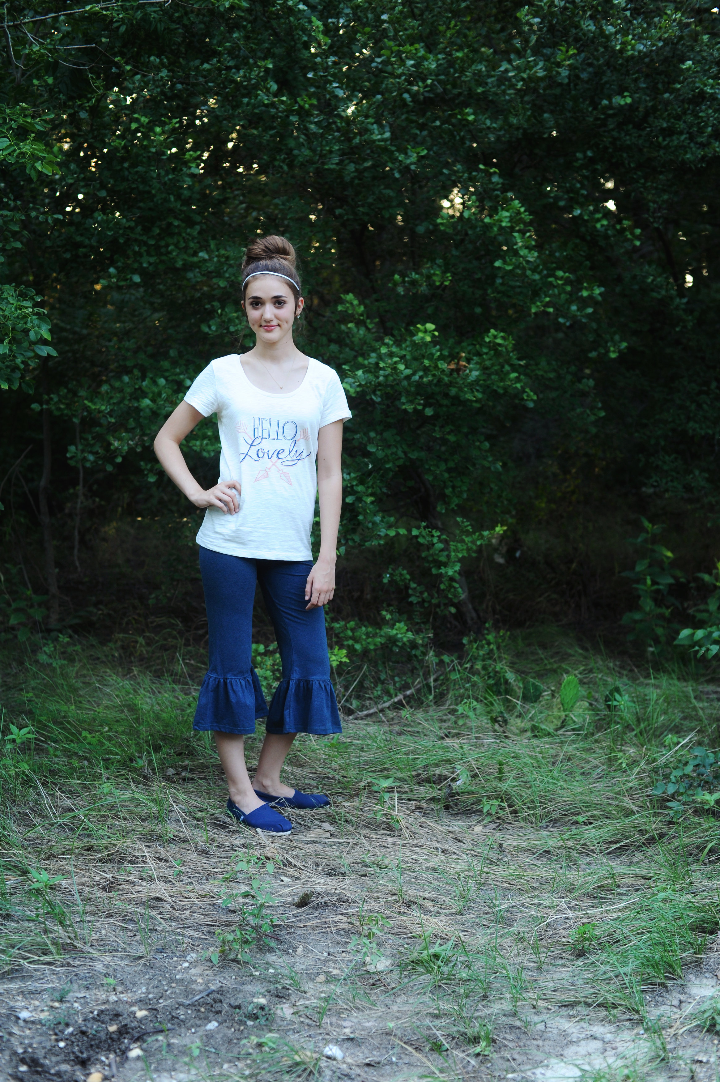 Hello Lovely Tee with the Nightime Sky Big Ruffles 