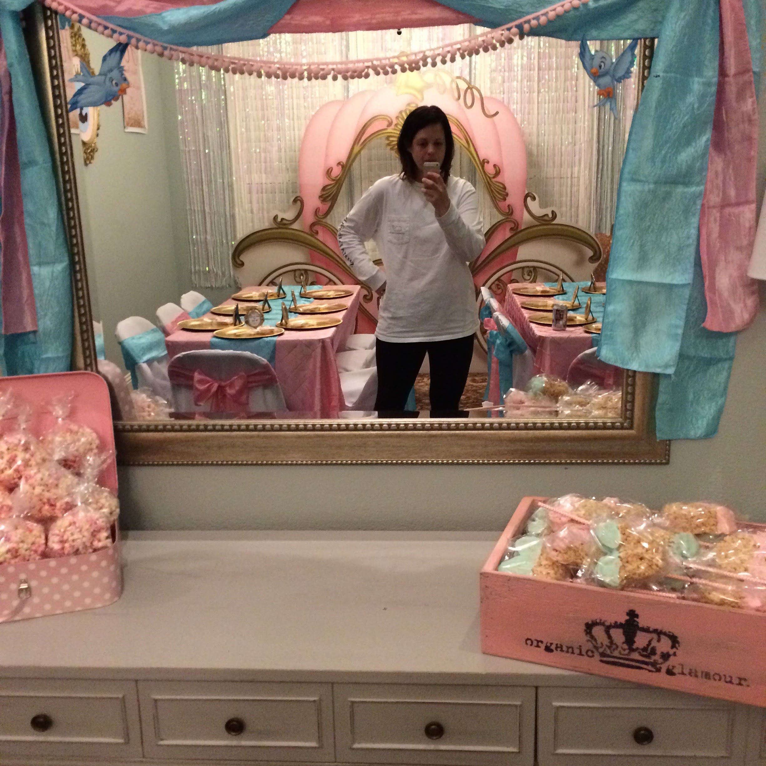 Party set-up selfie somewhere between midnight and 3am in the wee early morning hours of party day. I just need everyone to let me by myself so I can play around with my decor. The big things are always hammered out way in advance, but it's the little details that just take time alone for the creativity to start flowing! 