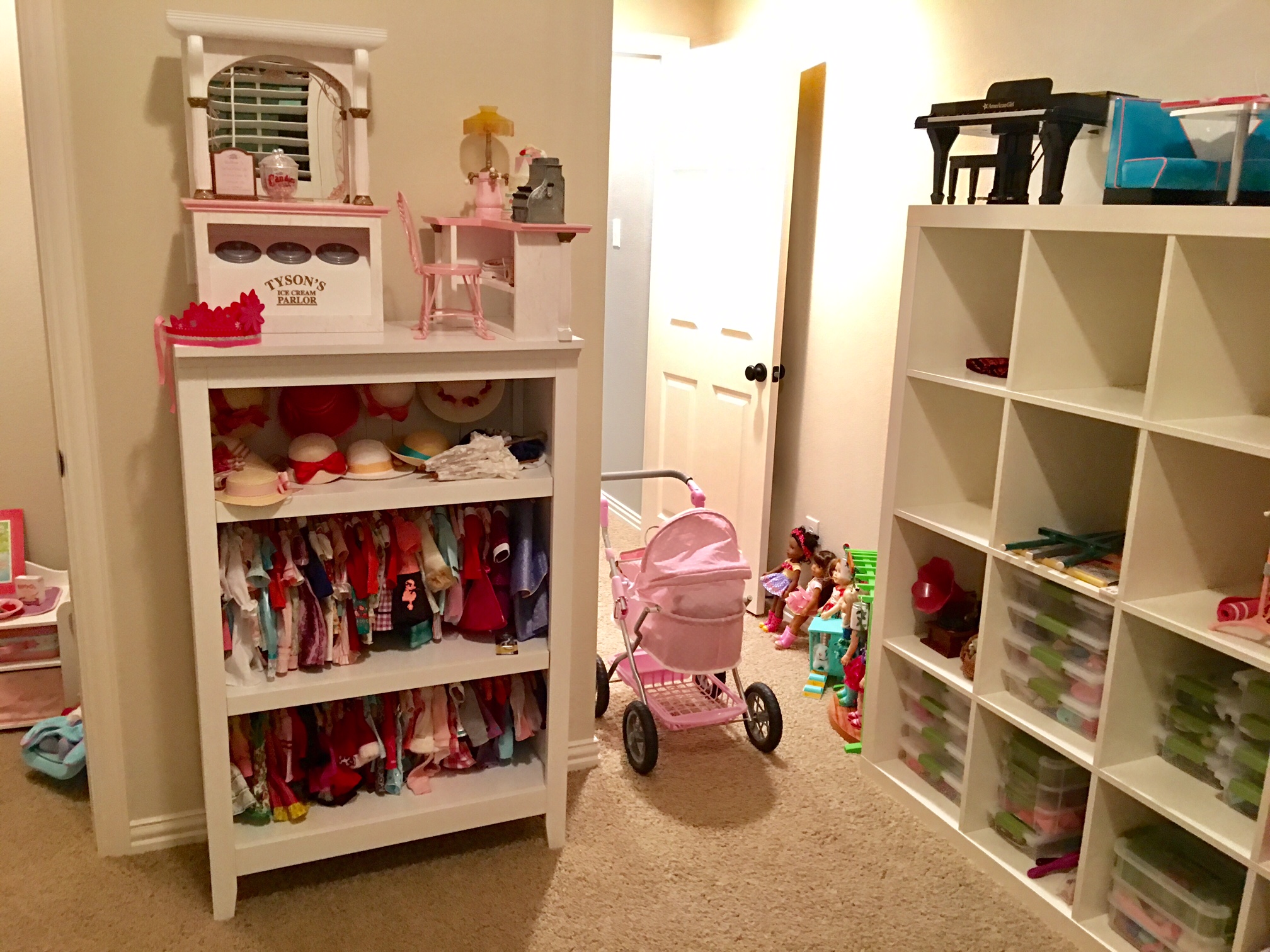 This is the entrance door coming into the Doll Room, Wellie Wishers are there in the corner