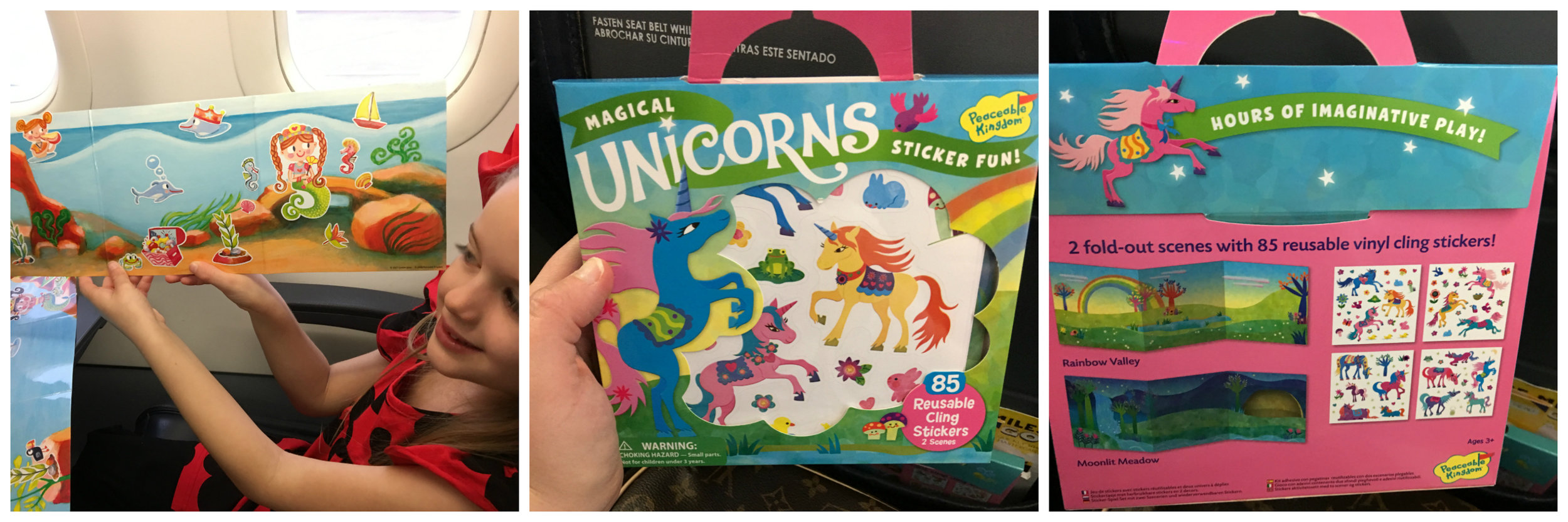 She's showing the Mermaid set, but I snapped pics of the front and back of the unicorn set we also have. They are SUPER fun! 