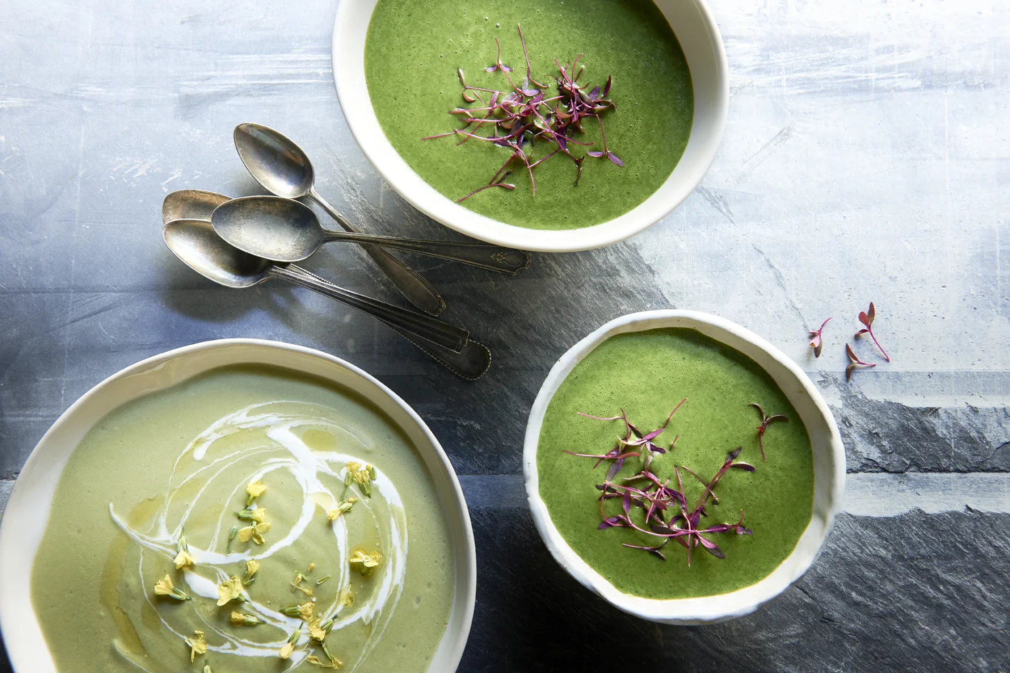 Green soup food photo styling