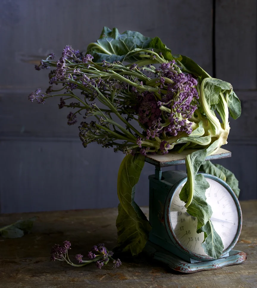 Brussel sprouts blossoms food prop styling