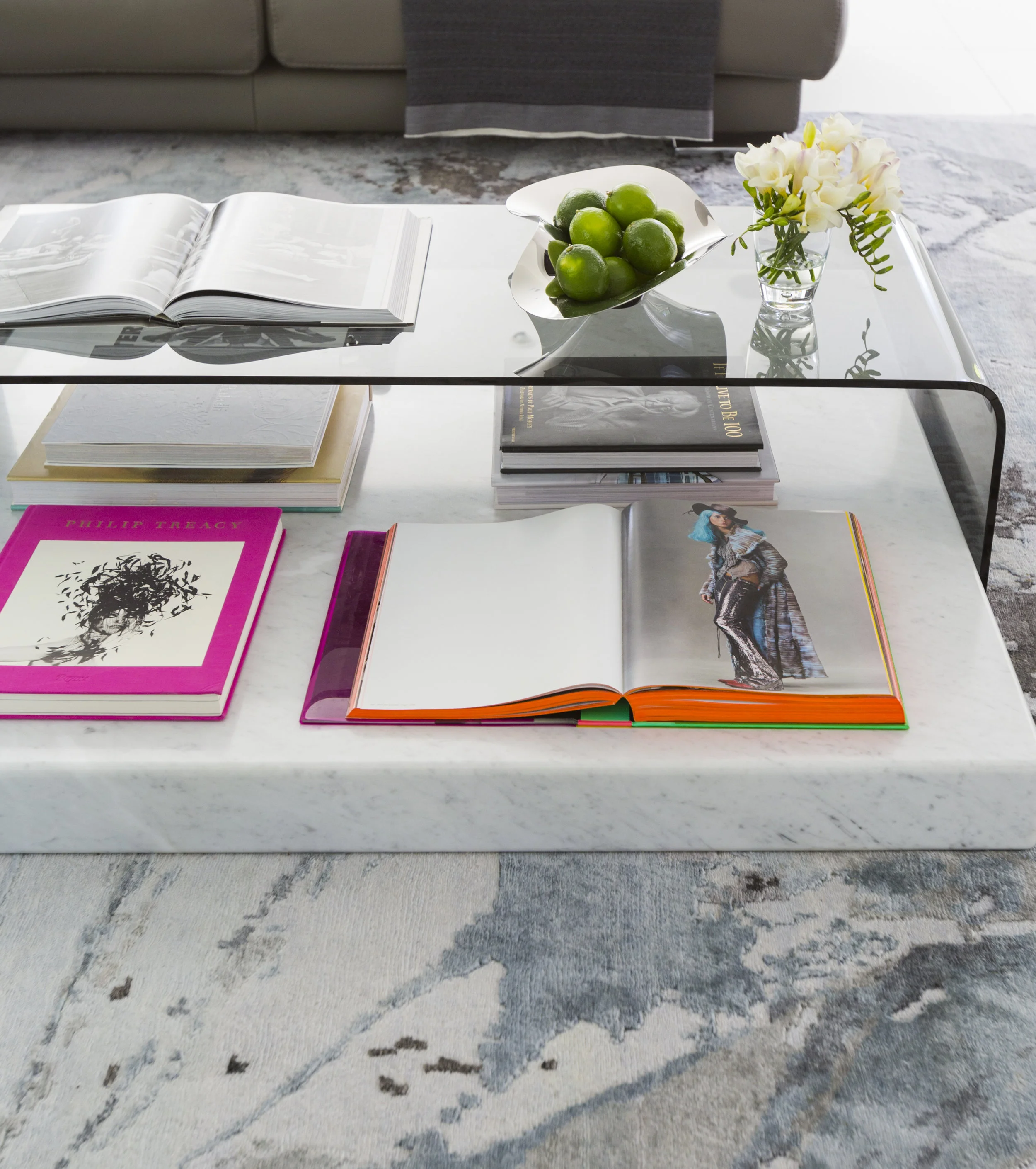 Coffee table with books