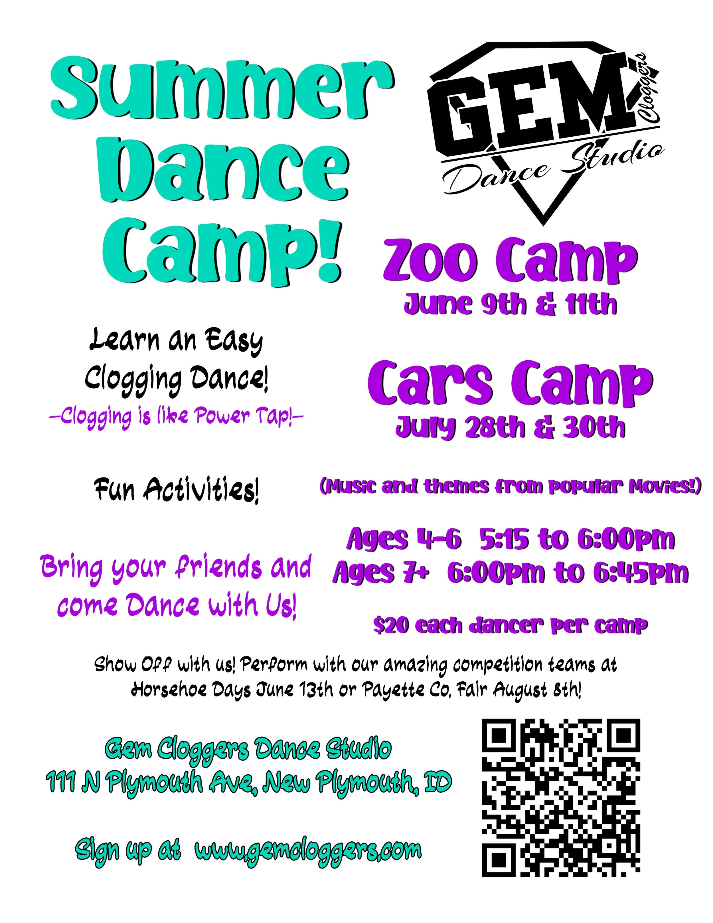 Summer Dance Camp! Cars Theme!