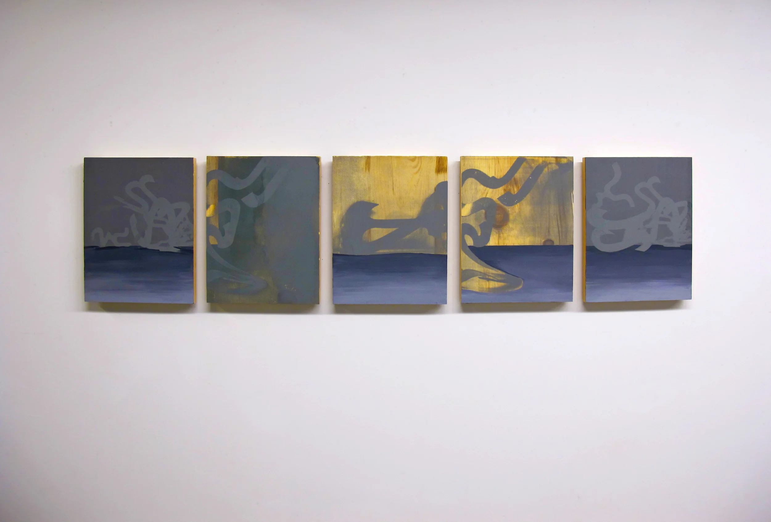 Iterative Translations , 2013. Screen print & acrylic on wood, 12" x 46" overall