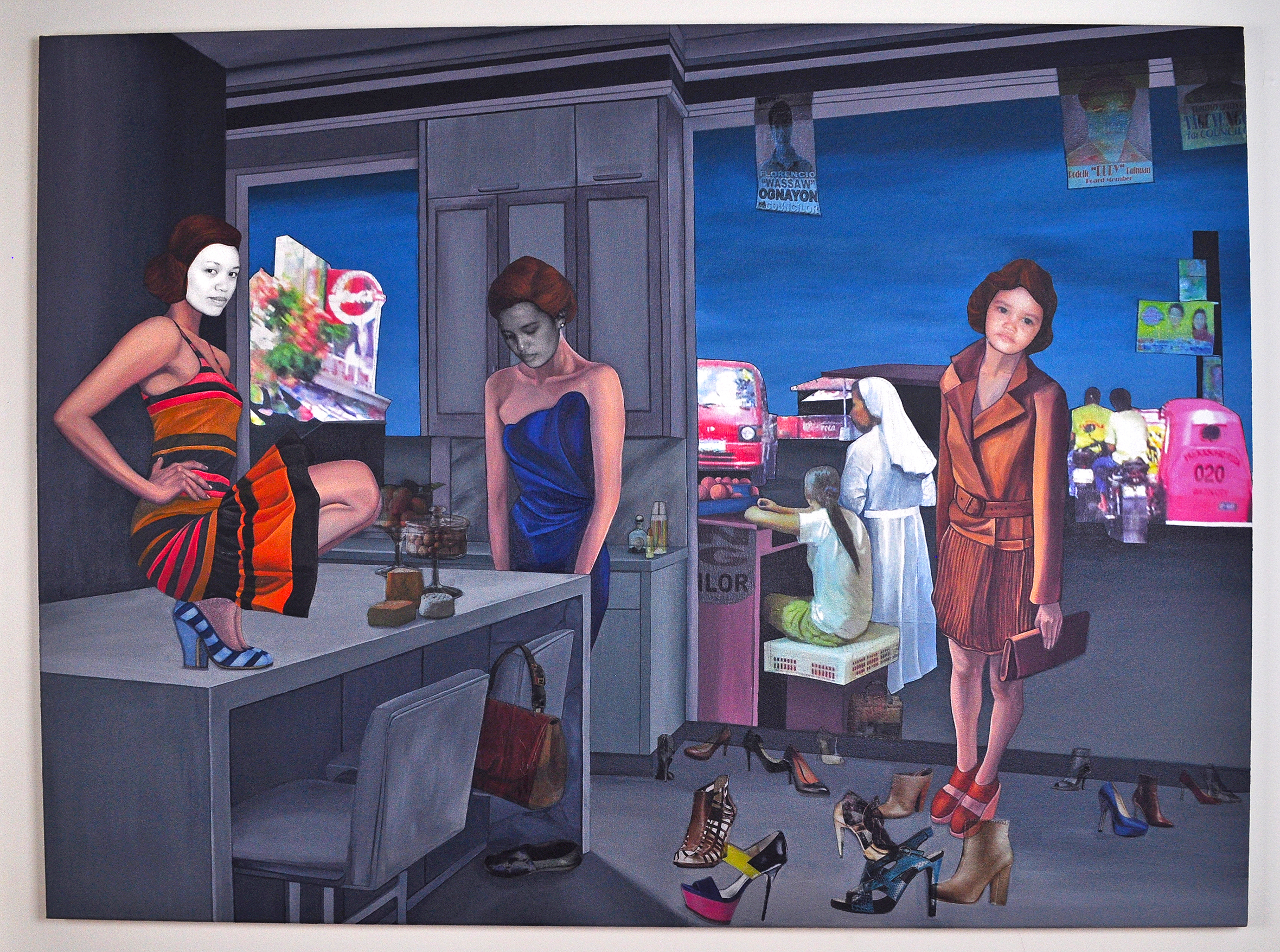   What Could've Been or Not , 2011.&nbsp;Acrylic &amp; image transfer on canvas, 40" x 54" (Photo: Ramon Pintado) 