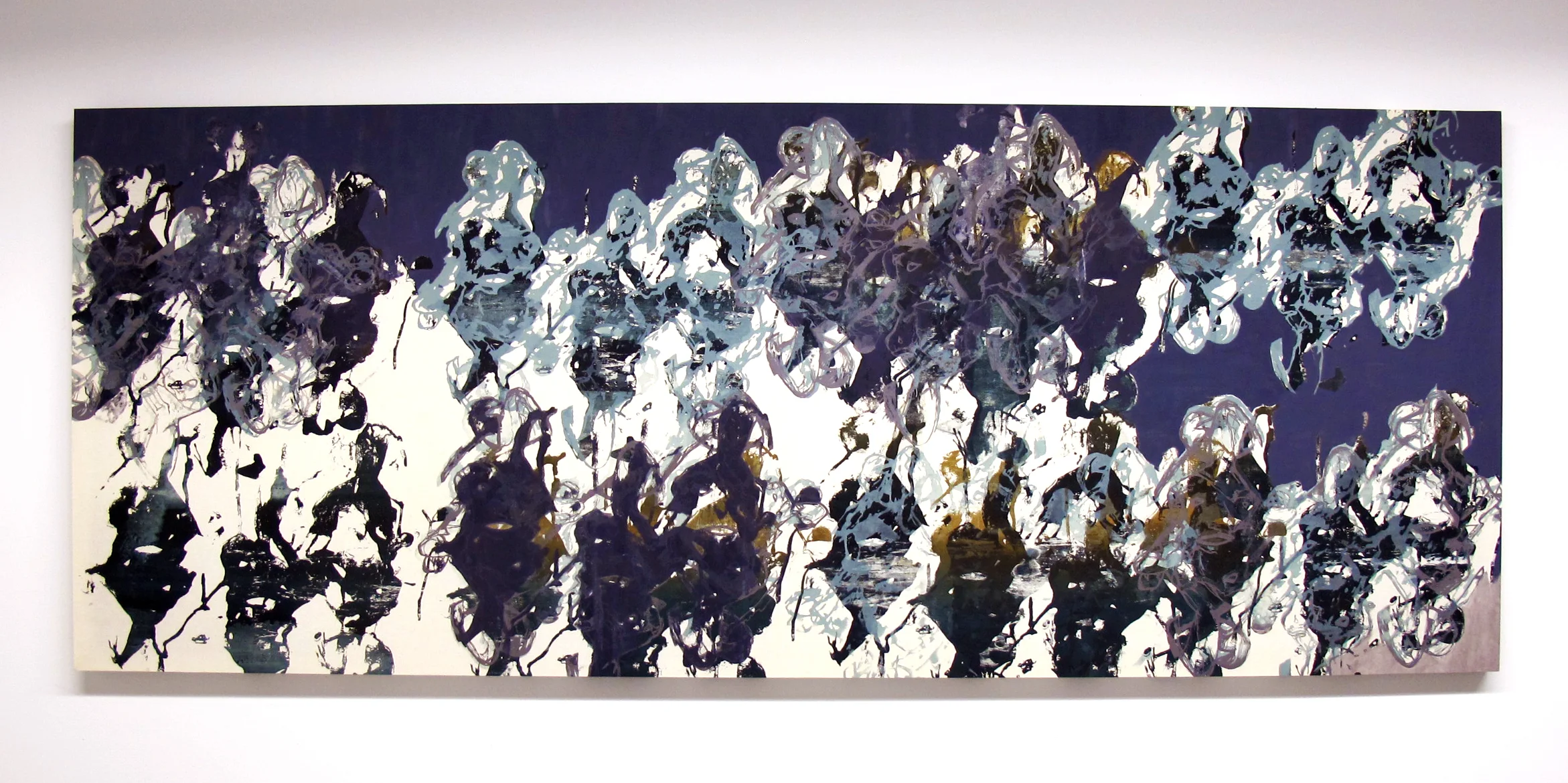 Hegemonic Pattern , 2013. Silkscreen & acrylic on muslin, 40" x 102" 