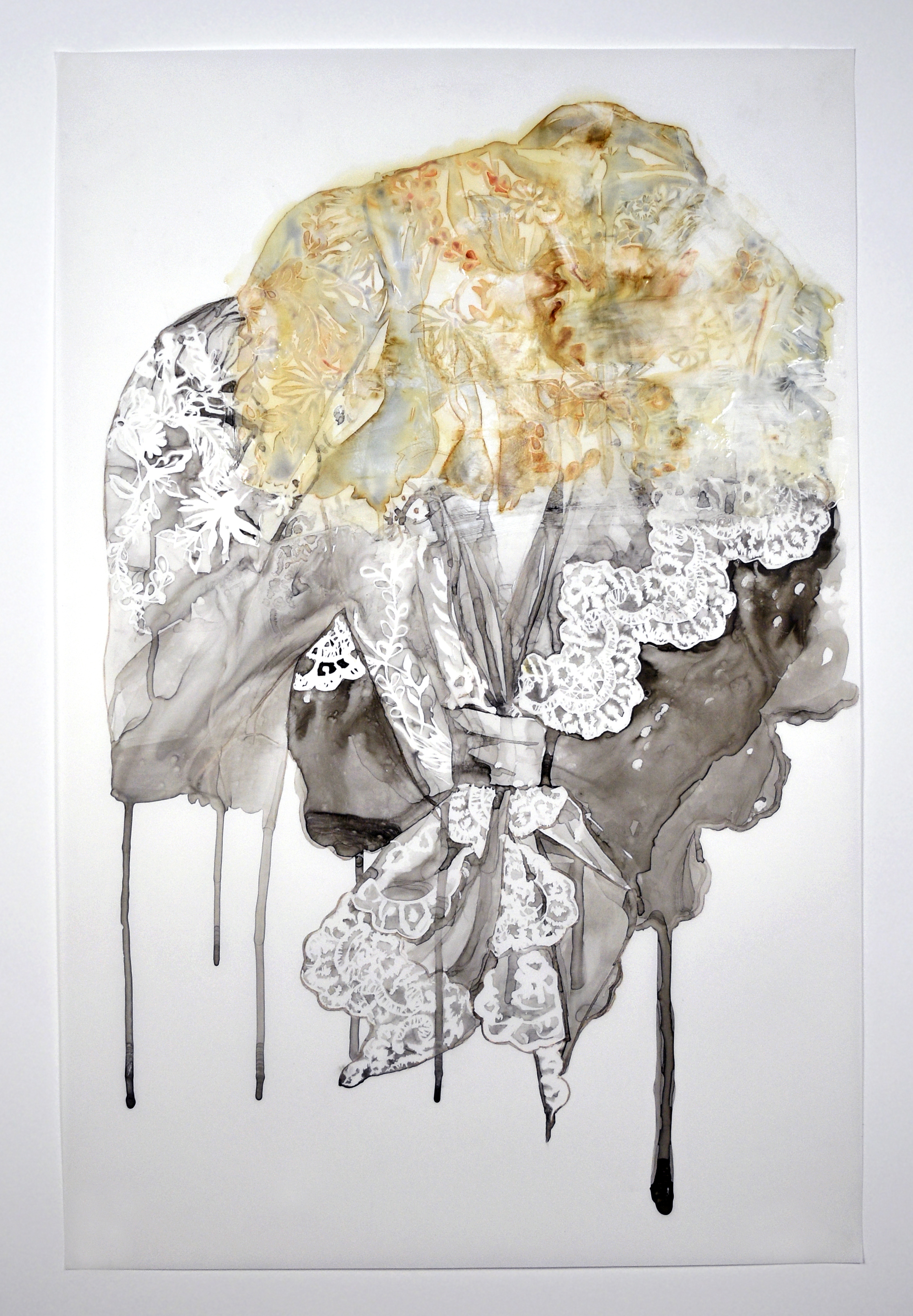   Hybrid , 2015.&nbsp;Monoprint, sumi ink, &amp; acrylic medium on Yupo paper, 35" x 23"  (In Private Collection) 