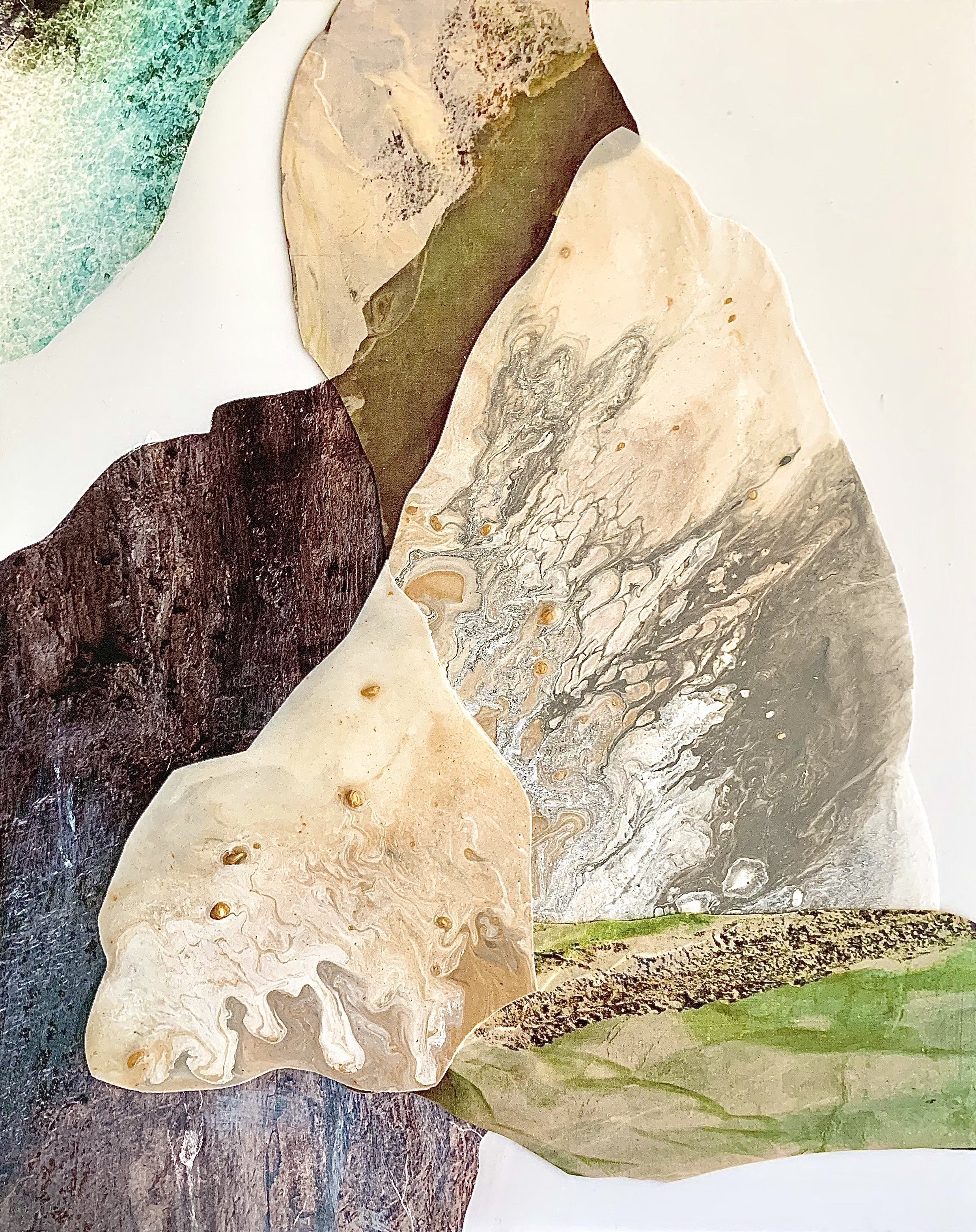   Formation , 2021. Collage with acrylic and image transfer on Yupo paper, 10” x 8”  (In Private Collection) 