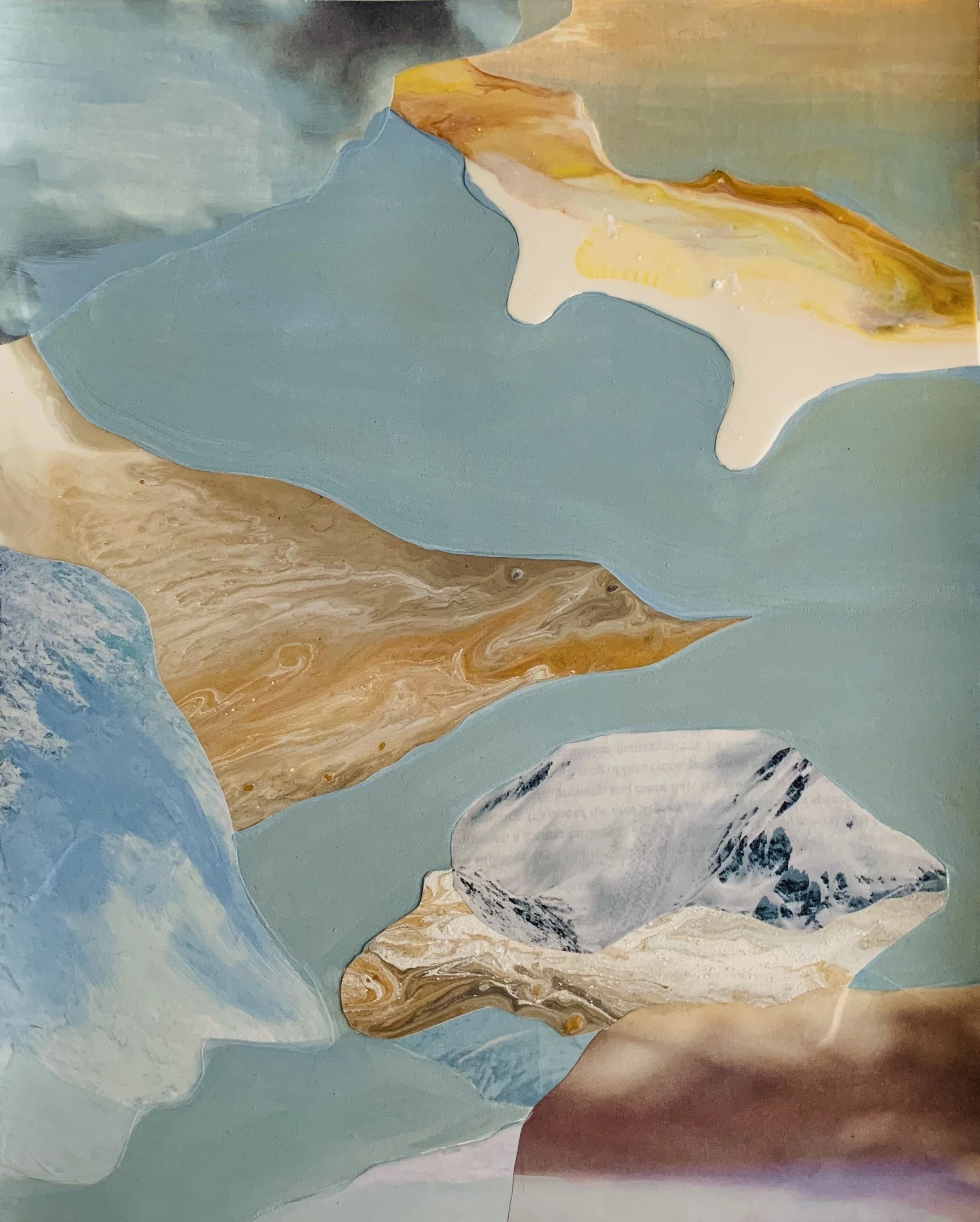   Cloudscape 2 , 2021. Collage with acrylic on Yupo paper, 10” x 8”  (In Private Collection) 