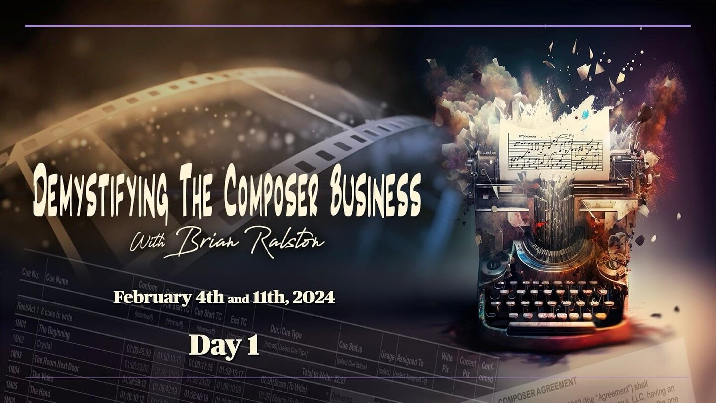 Calling all media composers....come join us.  An investment in your music business acumen that will pay off more than any sample library purchase you have ever made.  I promise you that.  First 2-Day seminar group starts Sunday, Feb 4th and ends Feb 