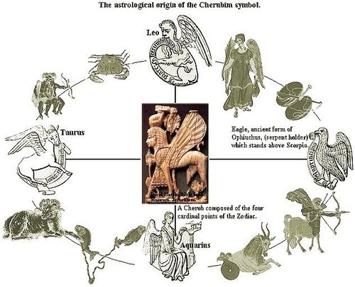 The fixed signs of the zodiac when combined form a Cherubim