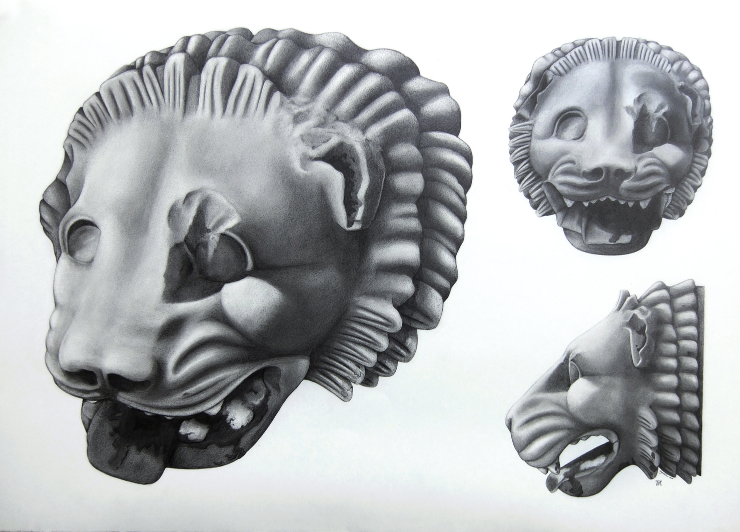 'Parthenon Lion' (Graphite Drawing) Angus Fisher