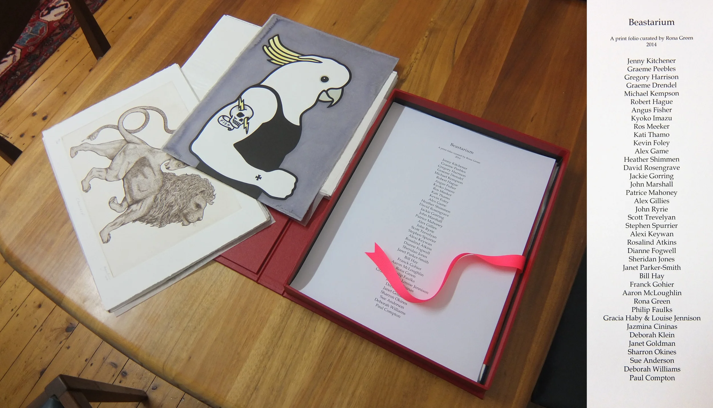 First look at the 'Beastarium' folio including works by Angus Fisher and Rona Green. Full list of participants (right)