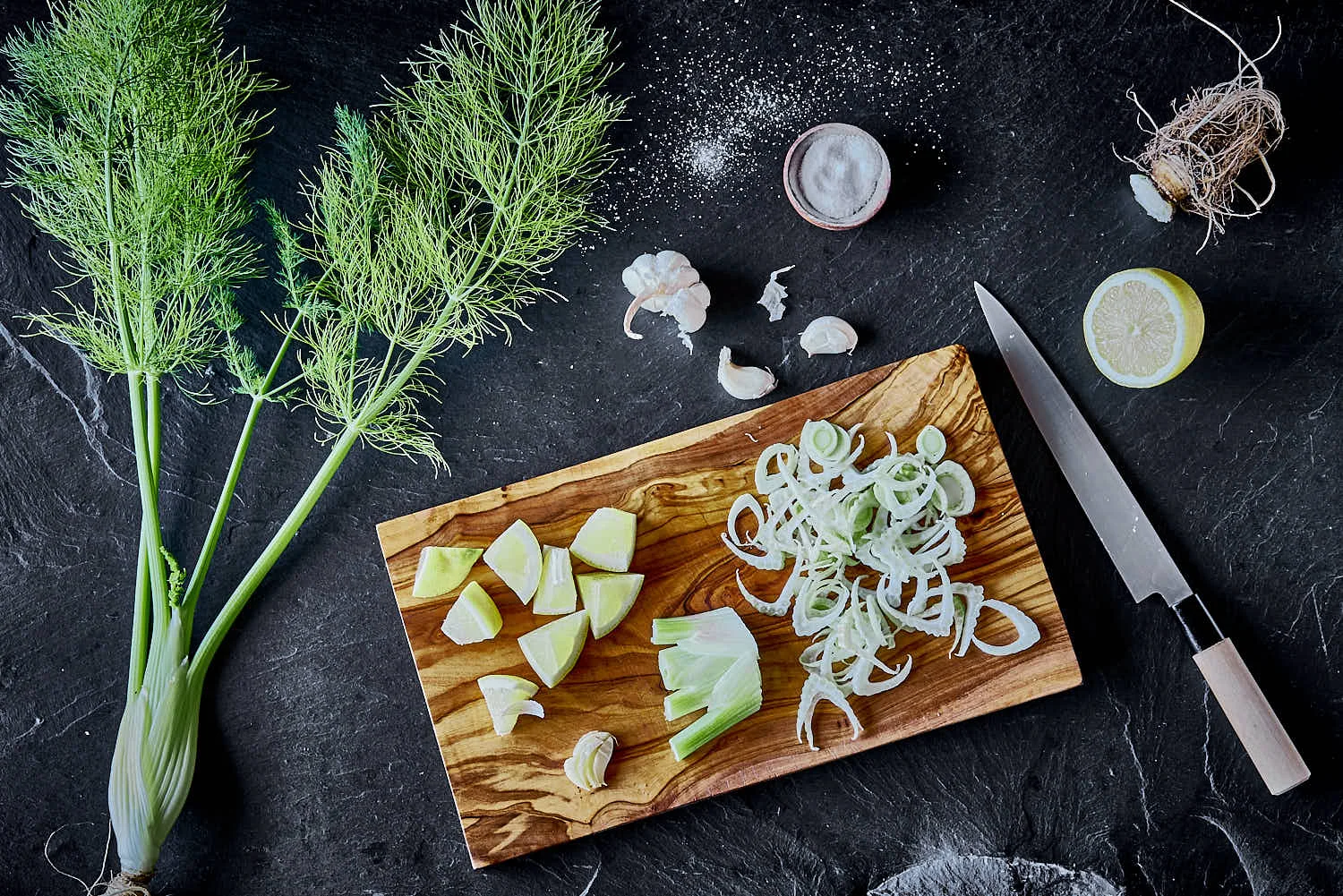 Gerösteter Fenchel mit Erbsen-Püree
