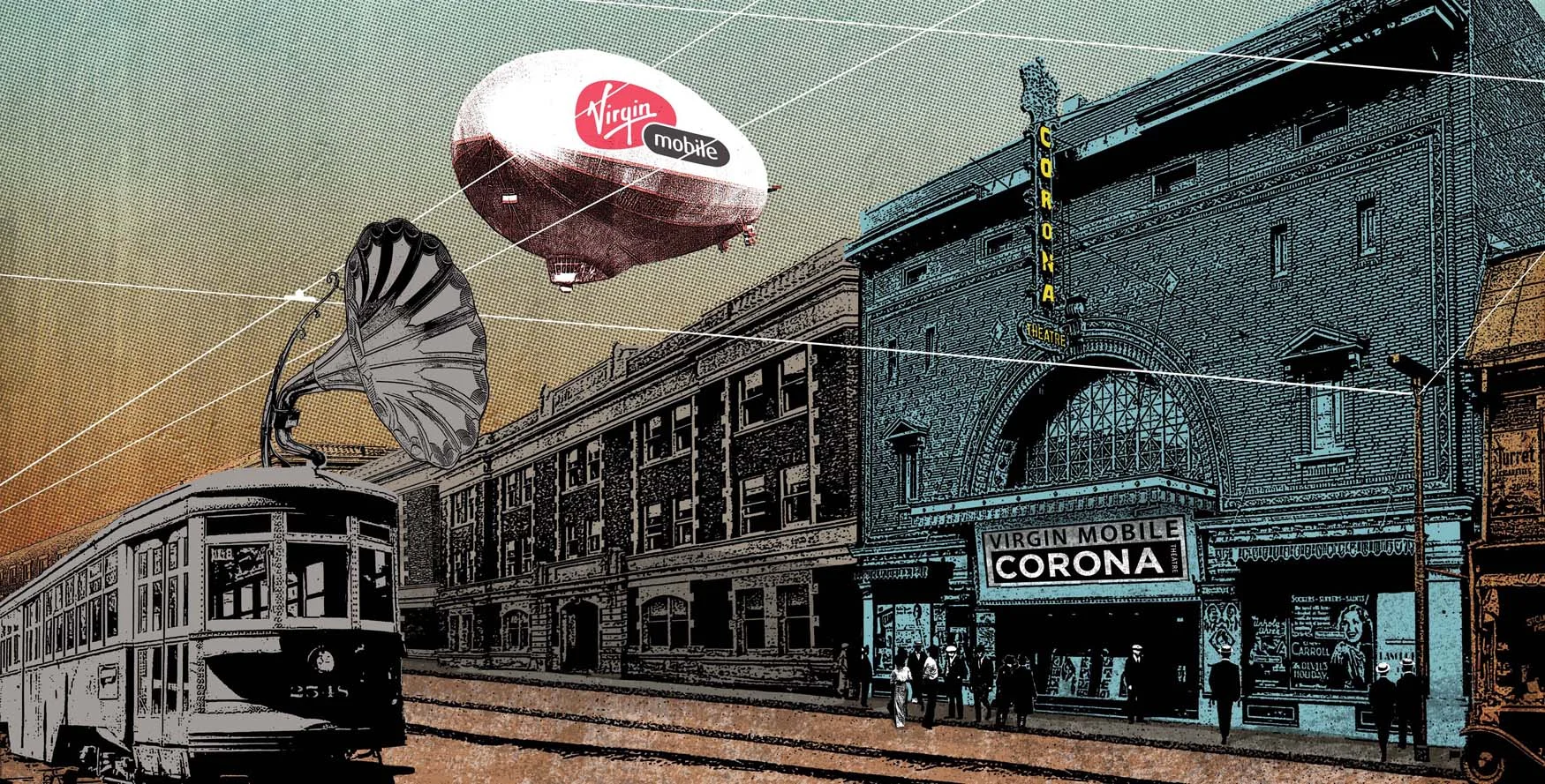Virgin Mobile Creative. Large interior mural designs for Virgin Mobile Corona Theatre Montreal