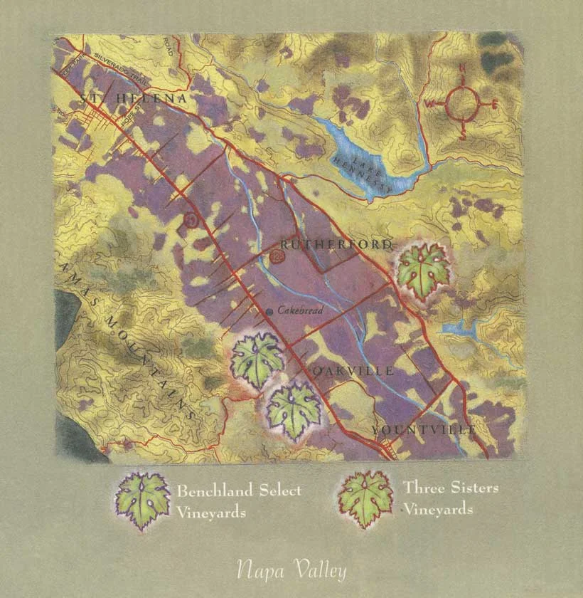 Map for Cakebread Cellars brochure