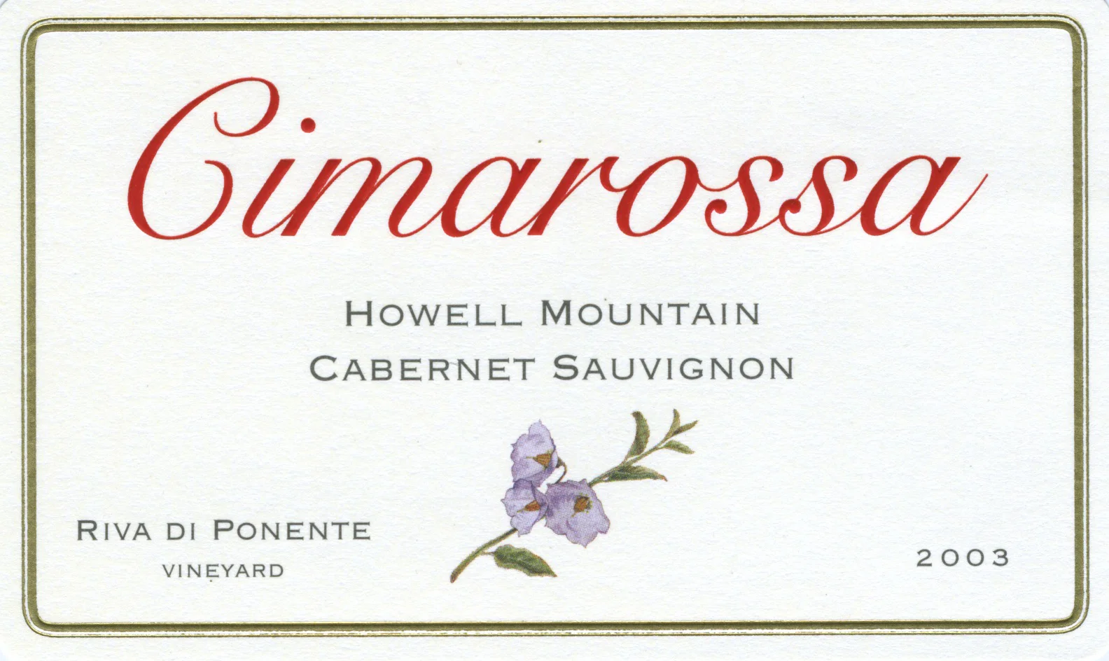 Cimarossa wine label 'polemonium'