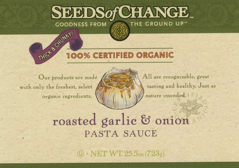 Seeds of Change pasta sauce label