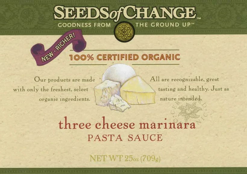 Seeds of Change pasta sauce label