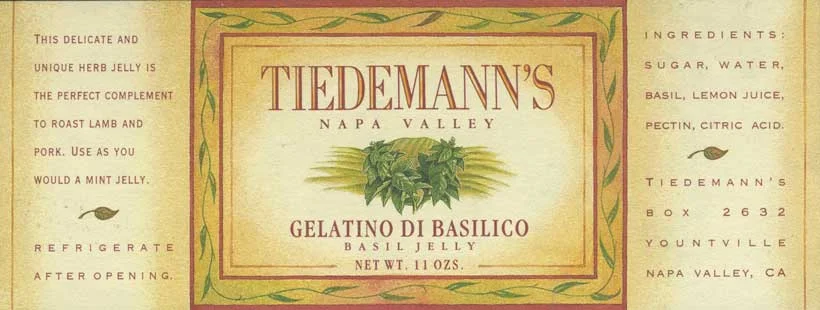 Tiedemann's Basil Jelly label