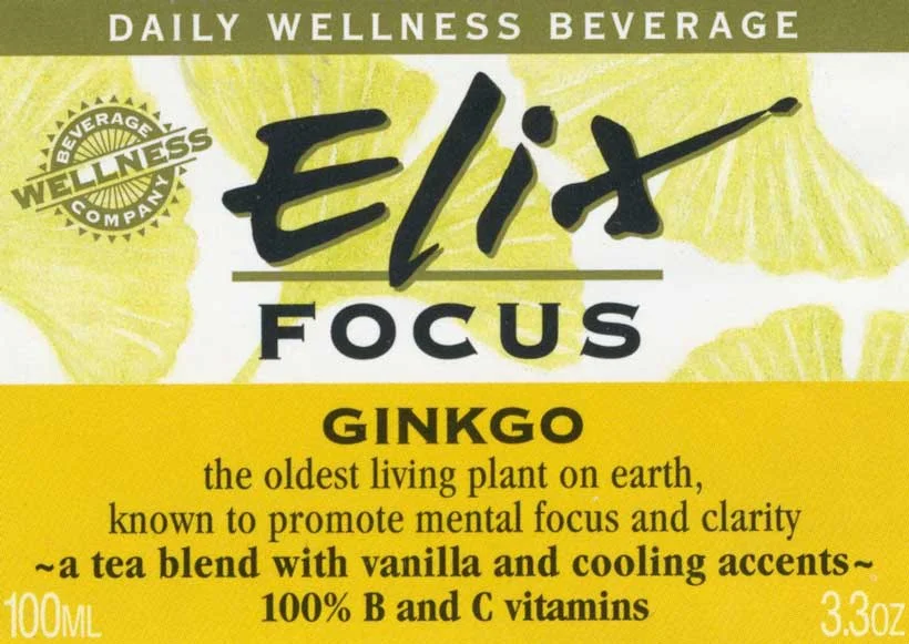 Elix beverage label 'ginko'