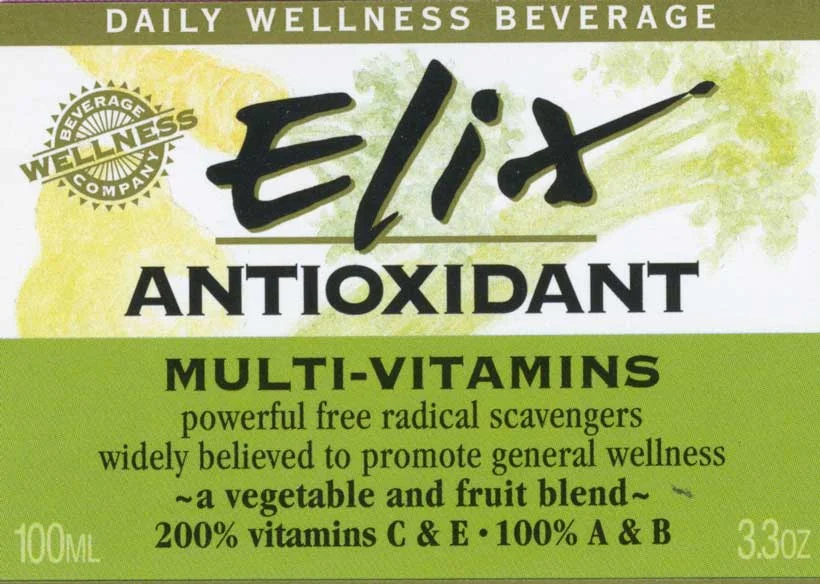 Elix beverage label 'multi-vitamins'