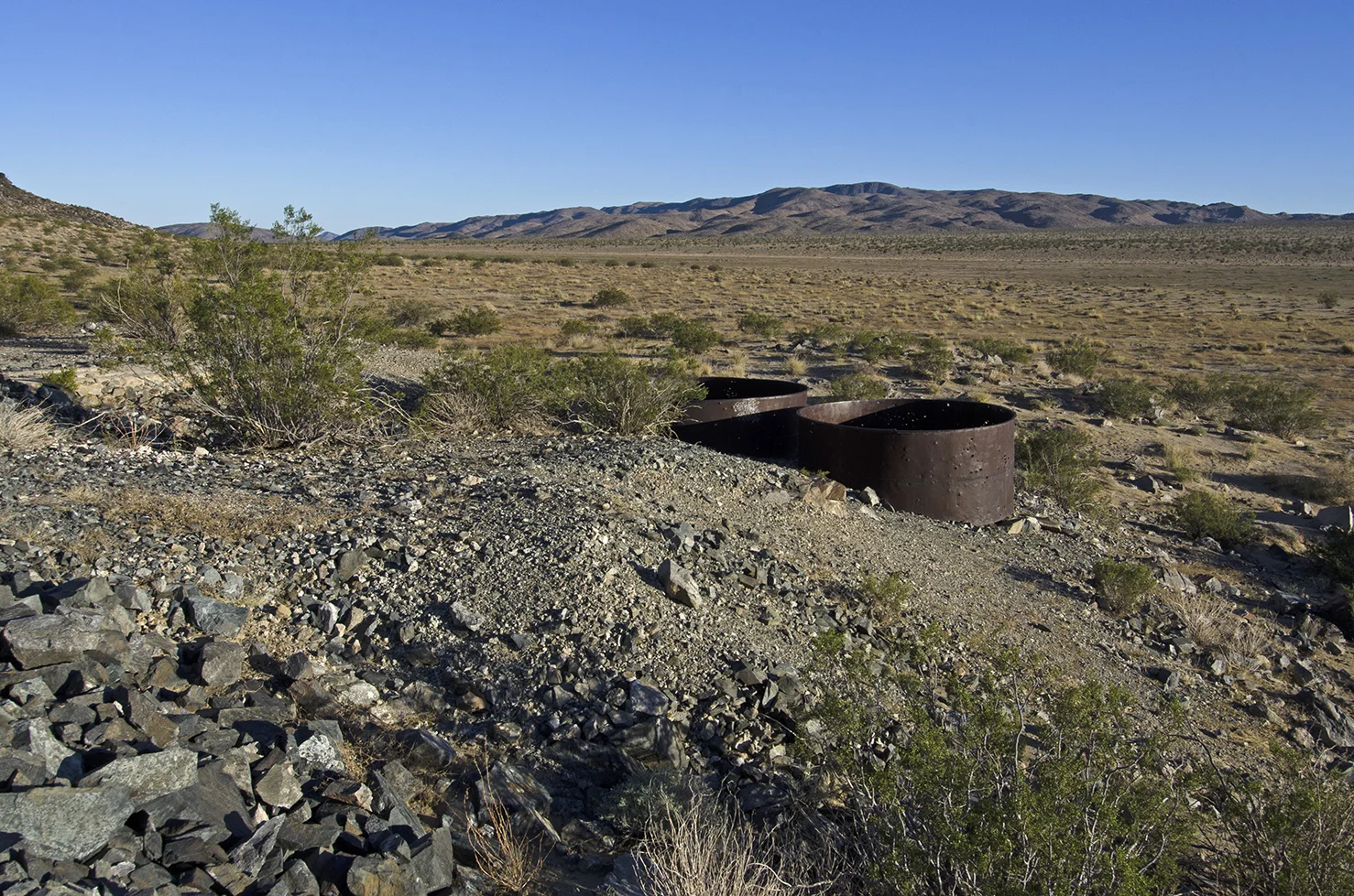 The two tanks near mill foundations.