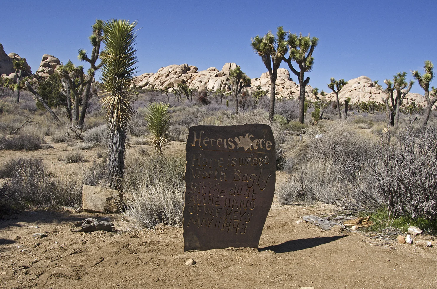 The new, replacement Bagley marker at the original location.