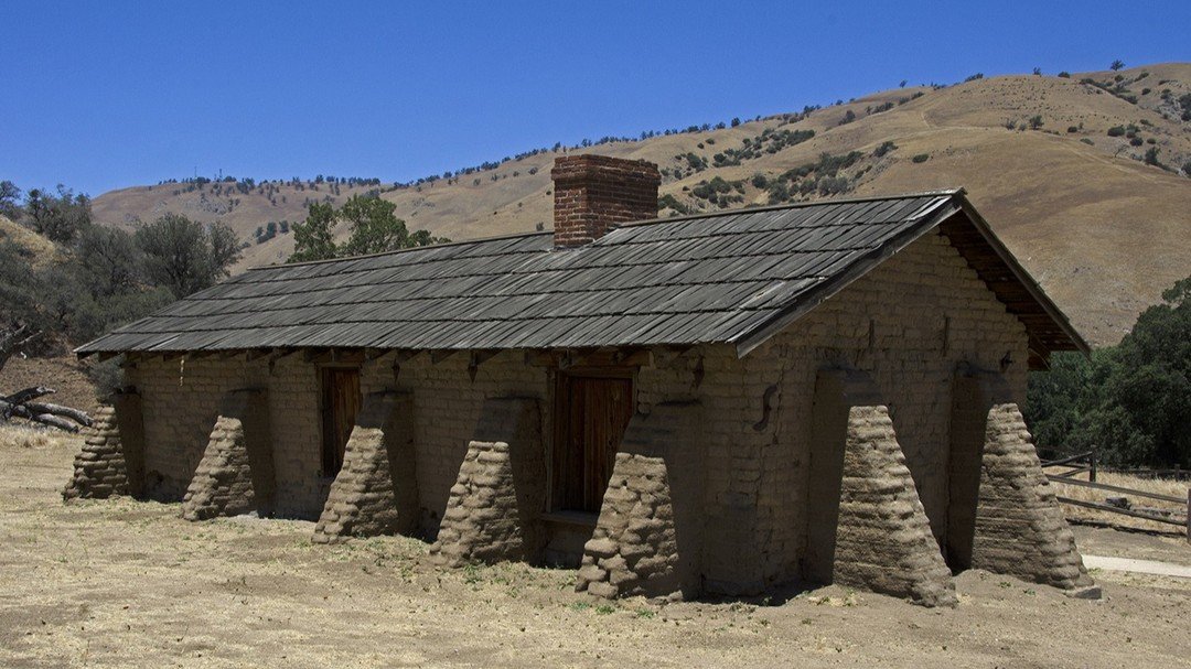 Fort Tejon, California. This was the Orderly's Quarters. The fort was first garrisoned by the United States Army back in 1854.
For a short time between 1859-1860, a group of camels was stabled at Fort Tejon.
Today, the grounds of the old fort are a C
