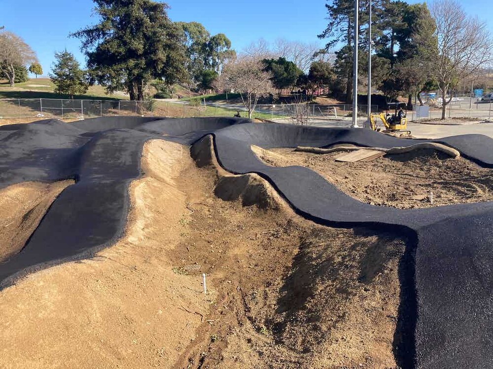 The first fully paved pumptrack – built by Santa Cruz Mountains Trail Stewardship (SCMTS) – recently opened at Ramsay Park in Watsonville. Photo courtesy SCMTS.