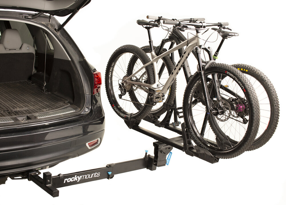 RockyMounts’ BackStageThis one’s a treat. RockyMounts created a rack that is the perfect combination for e-bikers with a truck, SUV, or camper: the industry’s first 180-degree swing hitch rack. The Backstage allows you to move the rack with bikes loaded, a full 180 degrees away from the back of your vehicle. With a three-axis tow bar, you won’t see any wobble with the rack loaded either.