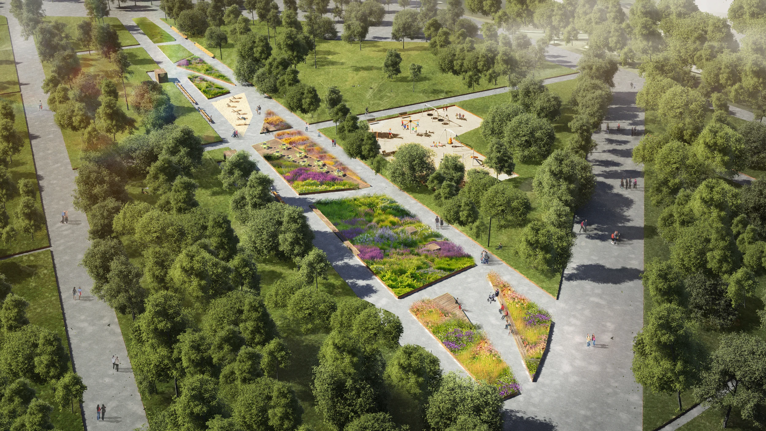  Парк "Красная Пресня"  Концепция благоустройства и озеленения аллеи. Концепция цветочного оформления парка.  Заказчик: Мосгорпарк 