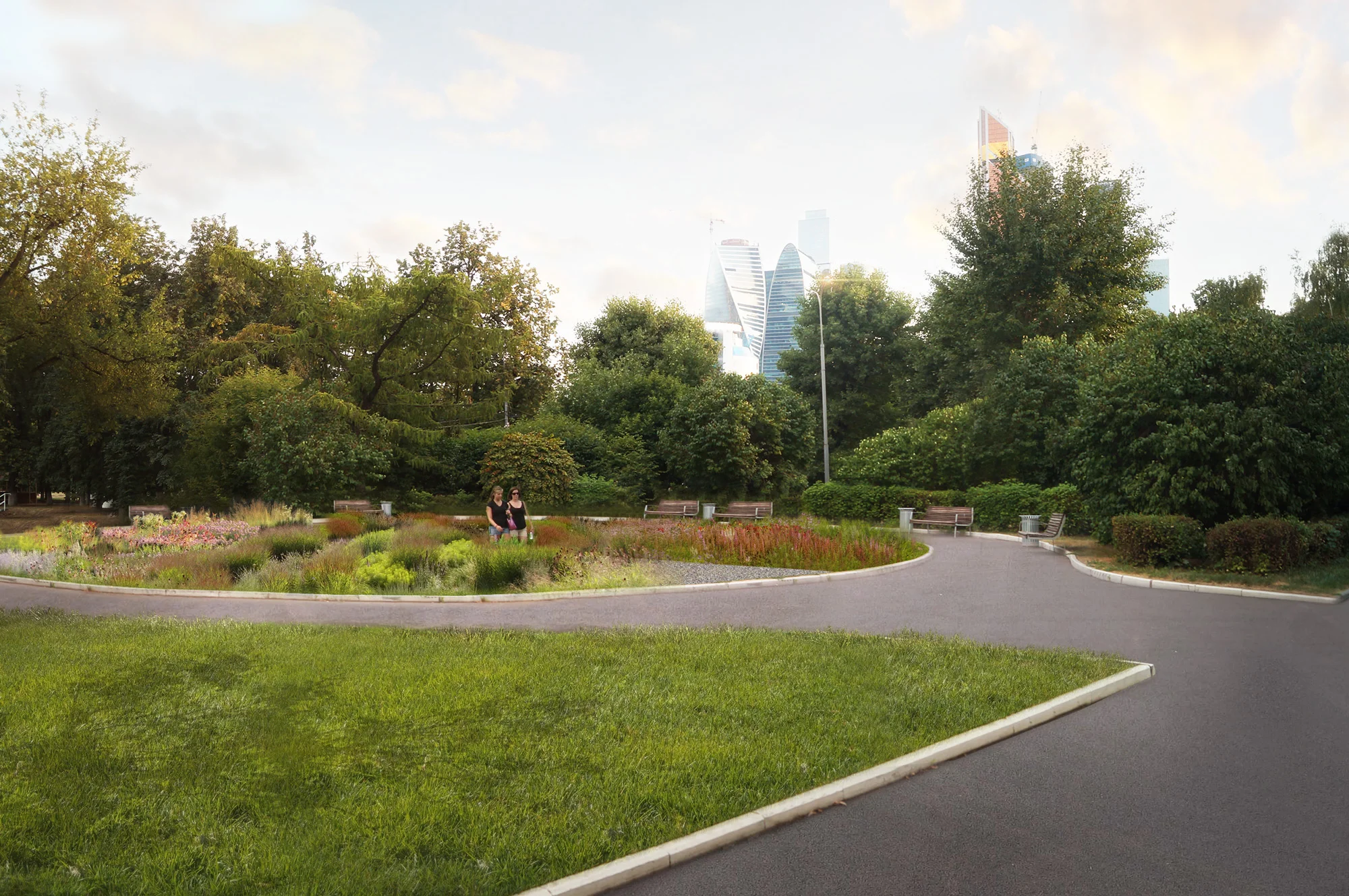  Озеленение большого круглого цветника 