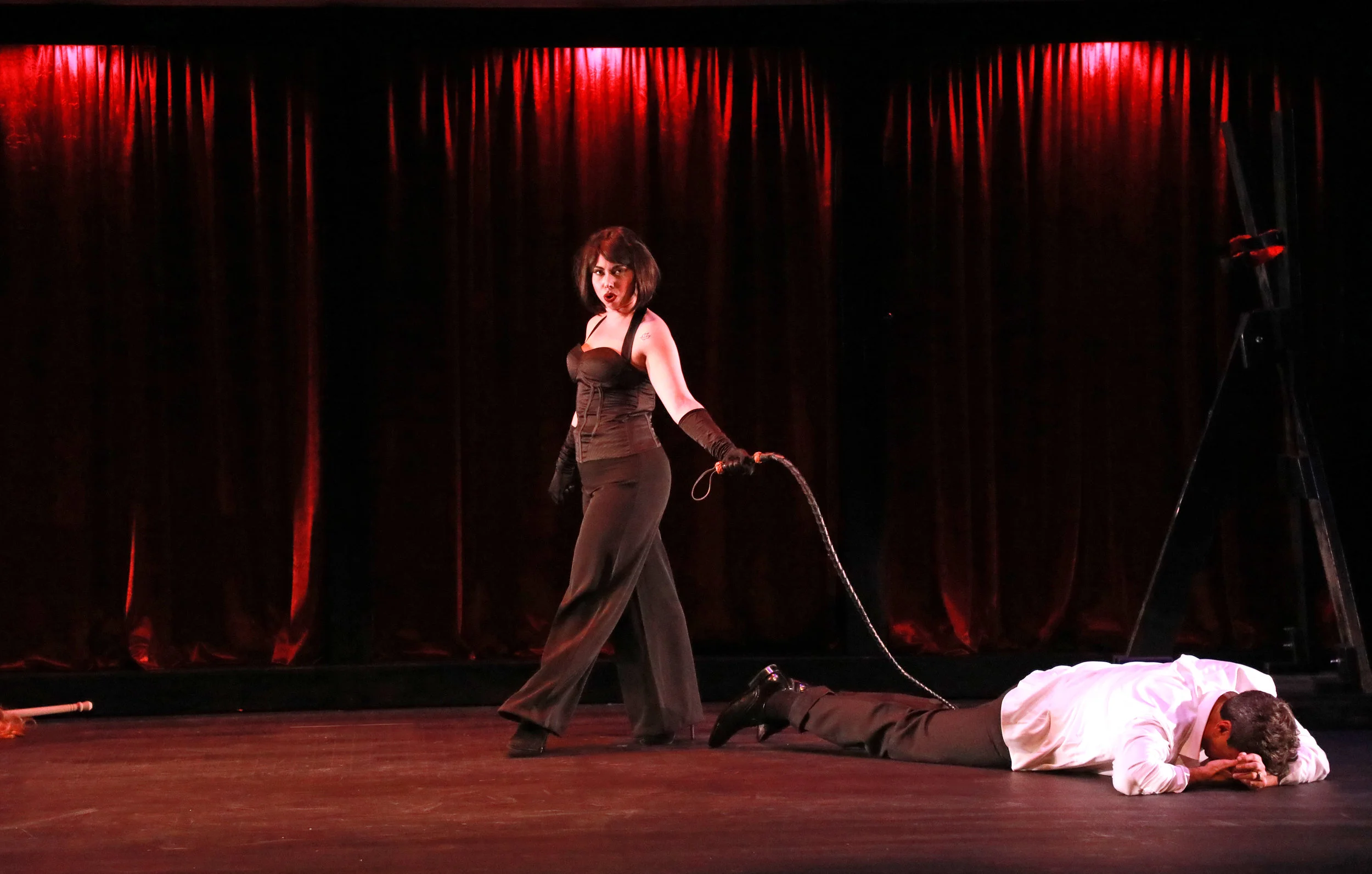 Three Way - Act II. Safe Word Eliza Bonet, Mezzo-Soprano (The Domme) Matthew Treviño, Bass (The Client) Photo Credit: Anthony Popolo