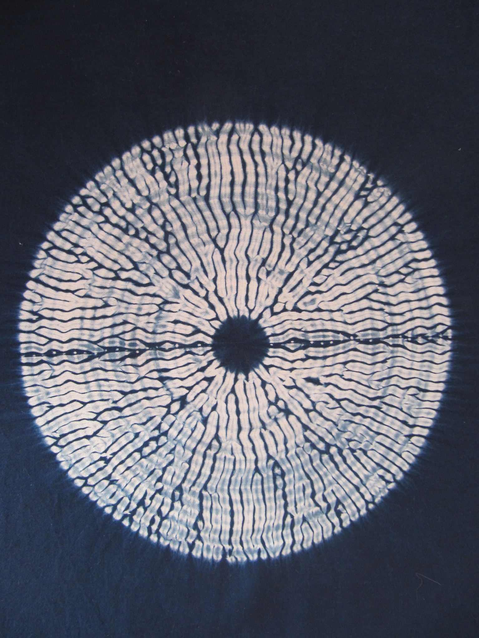 Mokume Shibori, natural indigo on cotton sateen
