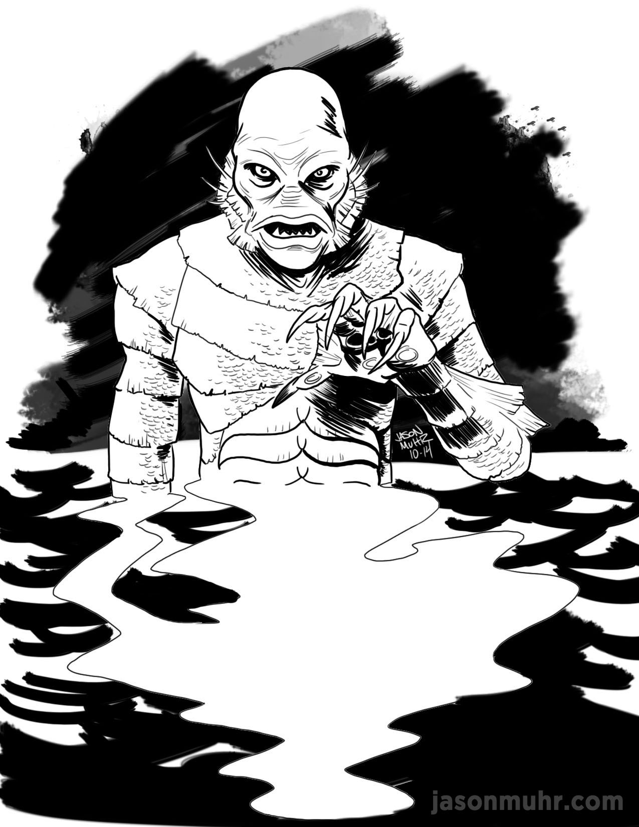 Creature From The Black Lagoon Stencil creature-from-the-black-lagoon-stencil