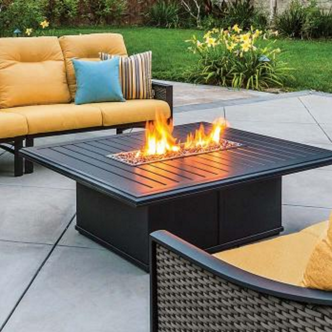 Firepits Leisure World, Oriflamme Rectangle Gas Fire Pit Table Hammered Copper