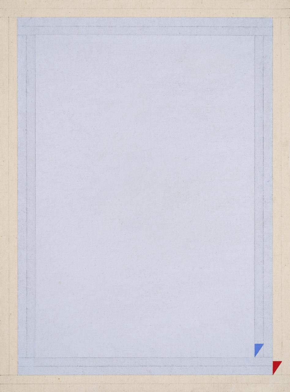  Pale blue cat behind rectangle s, 2020/ Oil on canvas/ 45cm x 33cm 