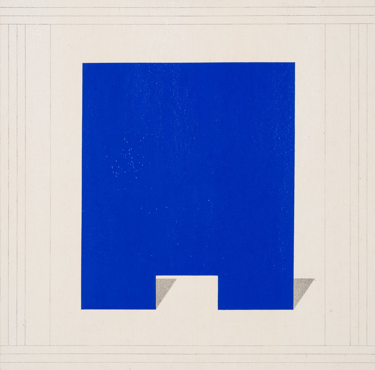   Blue bird behind blue polygon , 2021 / Oil, pencil, canvas / 45cm x 45cm 