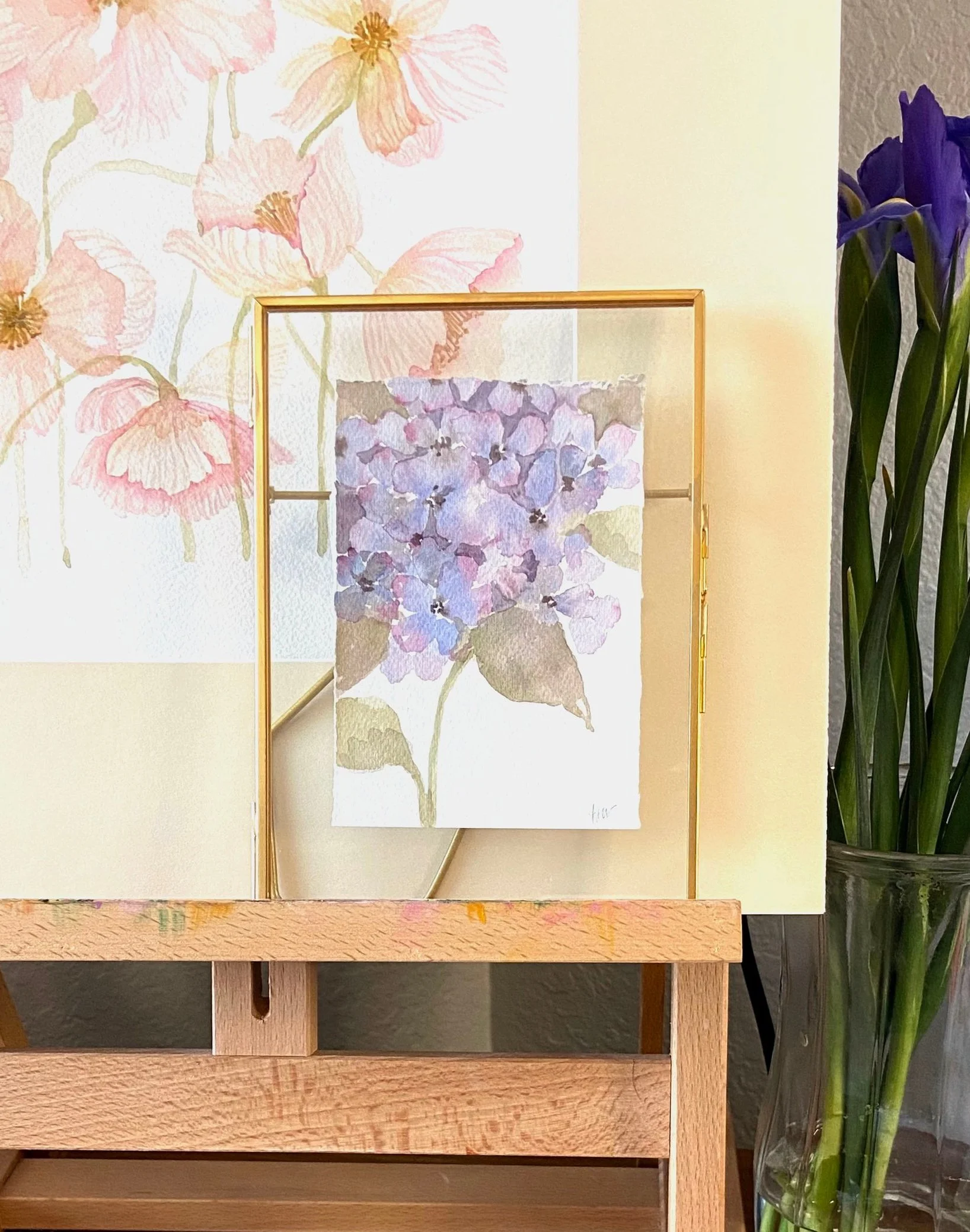 Blue Hydrangea Framed Mini