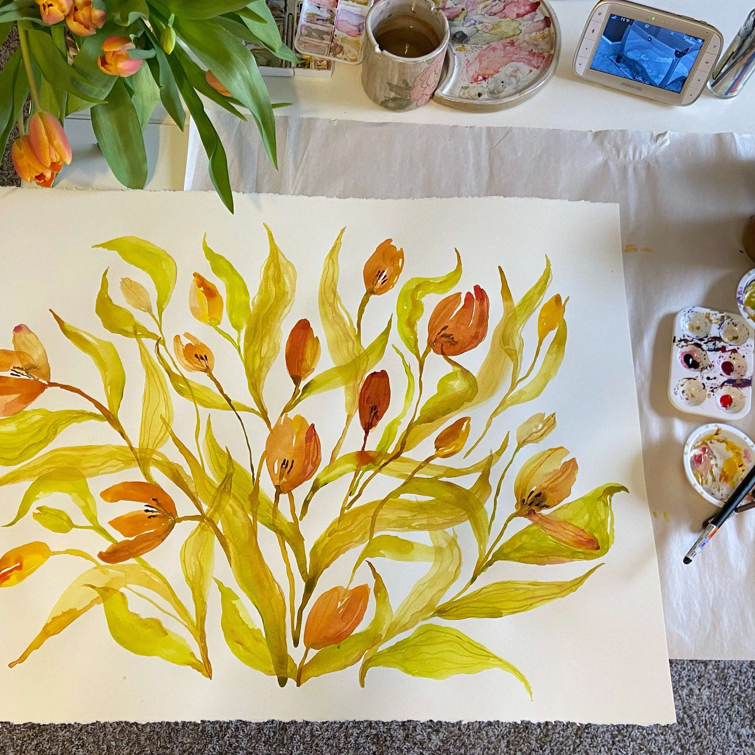 Dancing Yellow Tulip Bunch