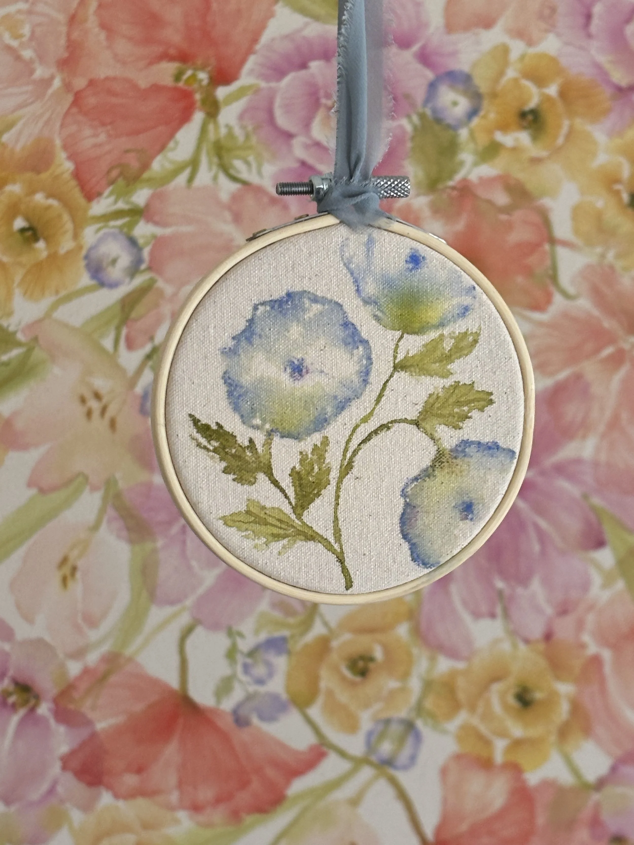 Morning Glory No. 2 Hand-Painted Canvas Ornament