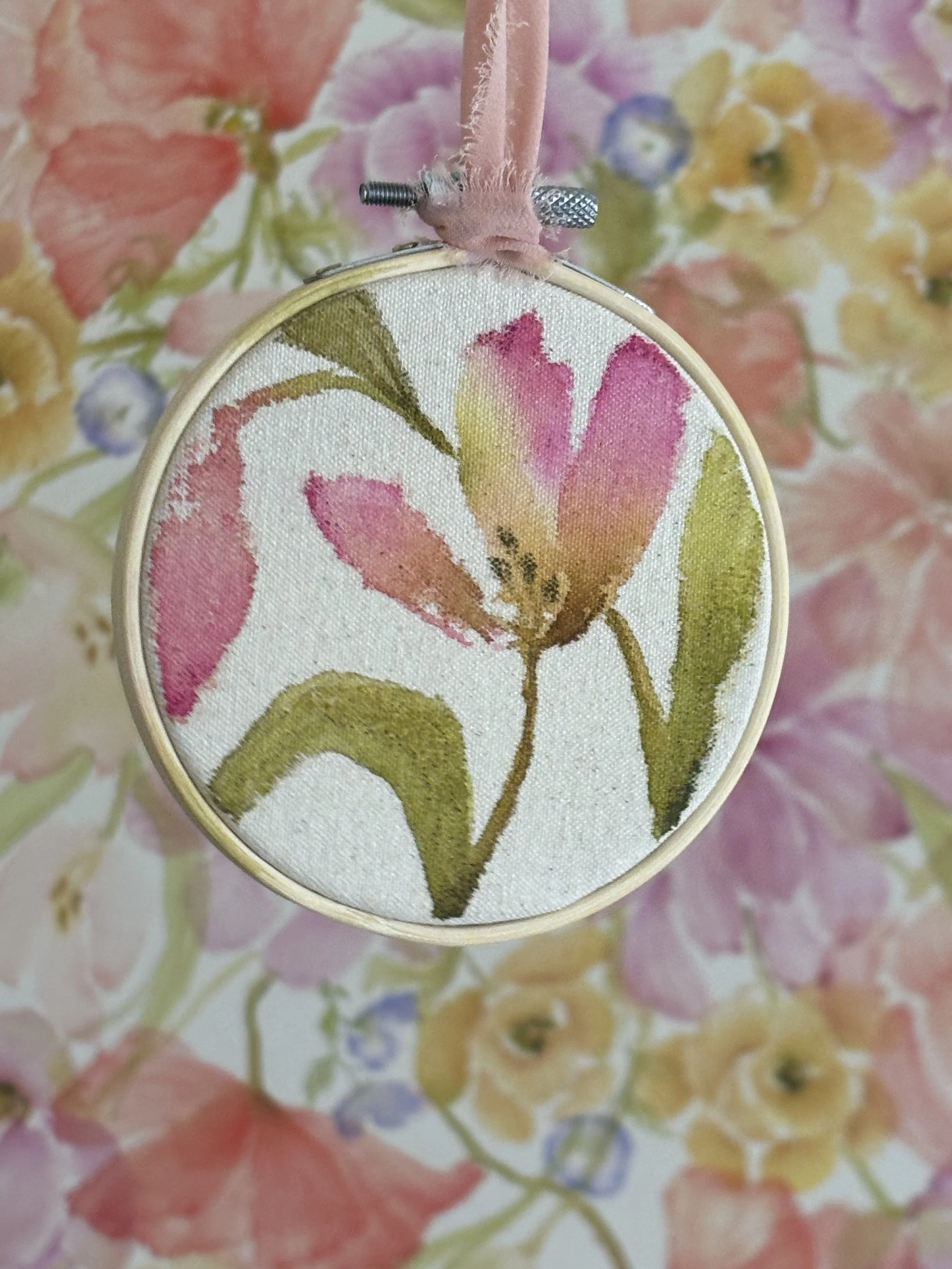 Tulip No. 1 Hand-Painted Canvas Ornament