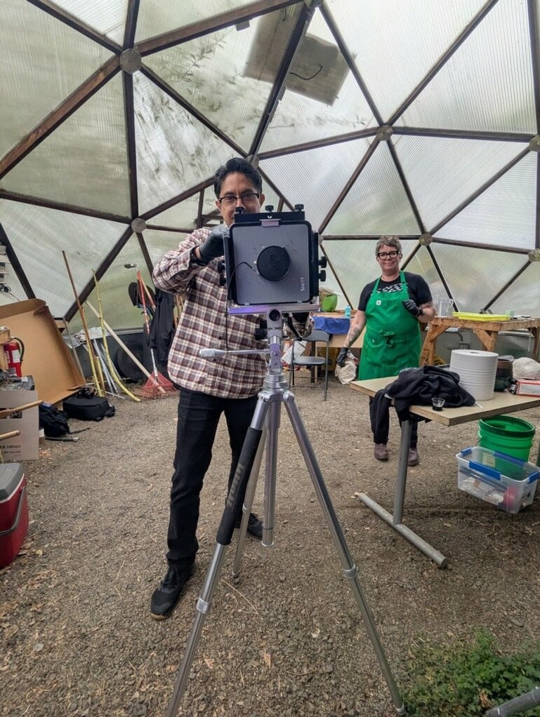 A student getting ready to expose the plate