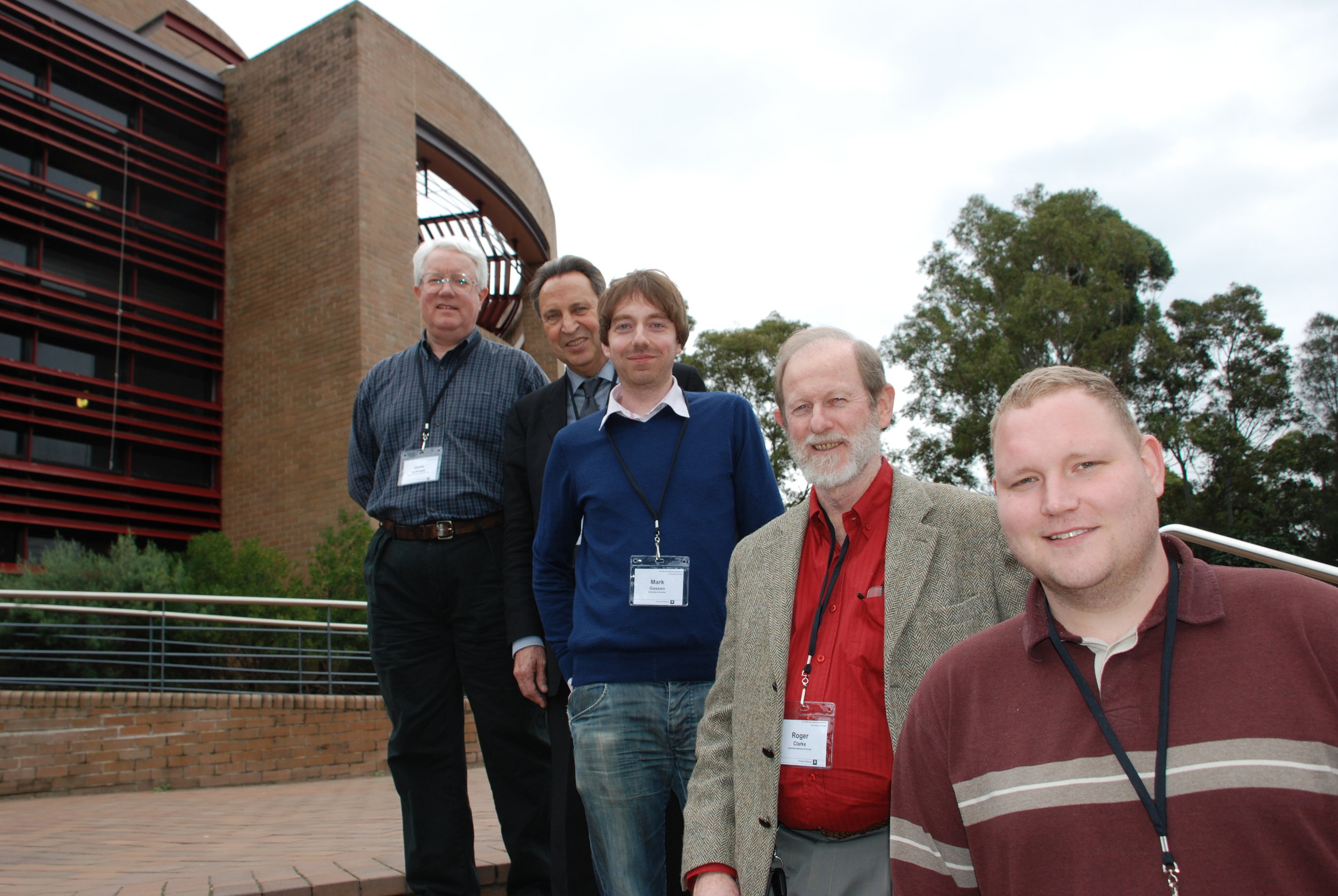 Conference Chair IEEE SSIT, Rafael Capurro, Mark Gasson, Roger Clarke, Amal Graafstra at International Symposium on Technology and Society 2010, University of Wollongong