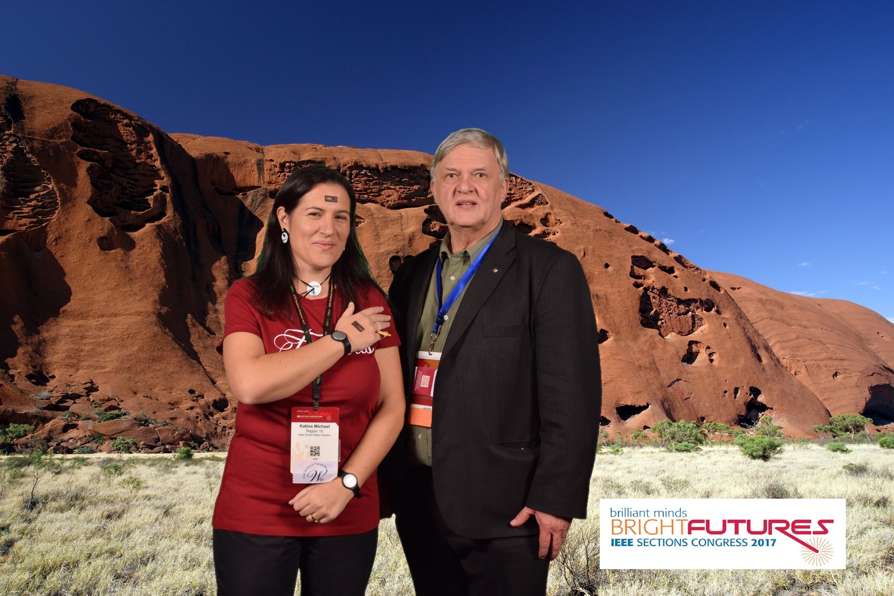 Professor Katina Michael with 007 Stefan Mozer, Past President IEEE Consumer Electronics Society. Concern over the future of wearables and implantables. We chose a "desert" background at the photobooth, because if we continue on the current trajectory, the world will likely be barren, desolate and lifeless. Ironic that I was asked to speak on the "pros and cons of implantables" and the byline for this year's Sections Congress was "brilliant minds | bright futures". More here: https://www.youtube.com/watch?v=2J3NqhVmWuc