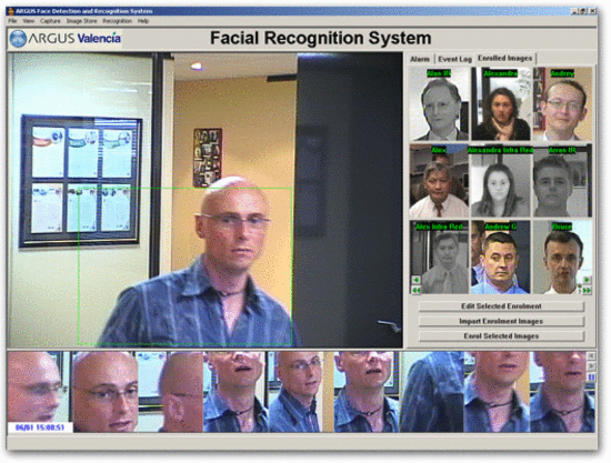Fig. 4. A facial recognition system developed by Argus Solutions in Australia. Increasingly facial recognition systems are being used in surveillance and usually based on video technology. Digital images captured from video or still photographs are compared with other precaptured images. Courtesy of Argus Solutions 2009.