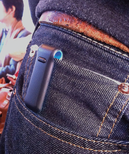 Figure 7. A Fitbit, which measures calories, steps, distance, and floors. (Photo courtesy of wikimedia commons.)